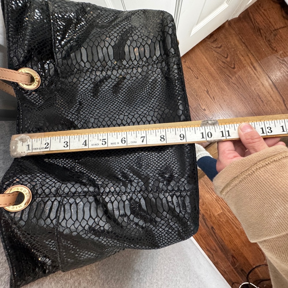 Michael Kors Black Patent Embossed Python Jet Set… - image 7